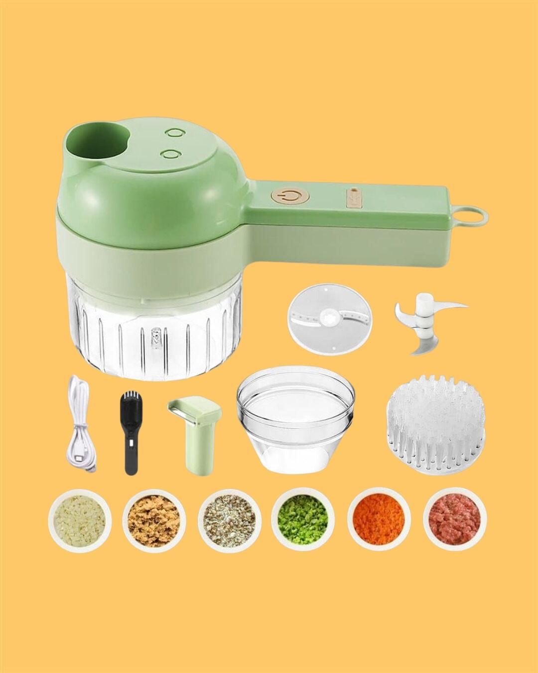 4 in 1 Rechargeable Electric Vegetable Chopper & Slicer for Kitchen – Chop, Slice, Grate in Seconds