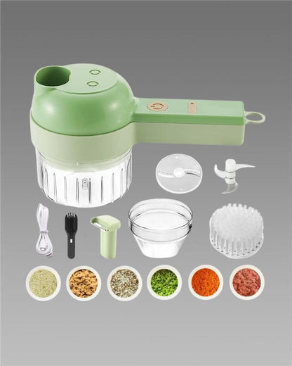 4 in 1 Rechargeable Electric Vegetable Chopper & Slicer for Kitchen – Chop, Slice, Grate in Seconds