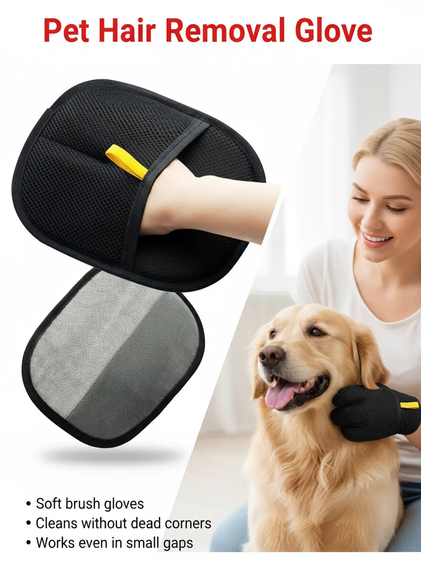 Reusable Pet Hair Removal Mitt for Cats & Dogs – Soft Grooming Glove for Clothes & Furniture.